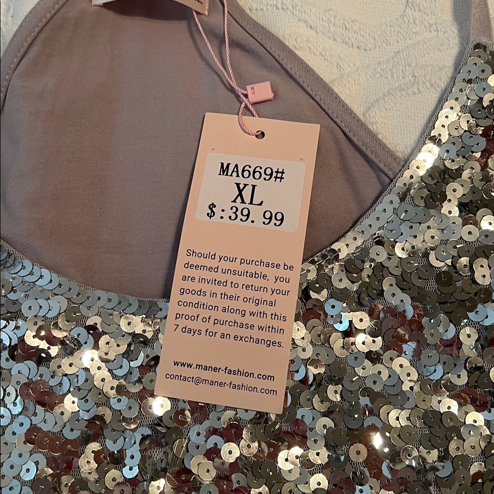 Glamorous Silver Sequin Camisole - Picture 3 of 6
